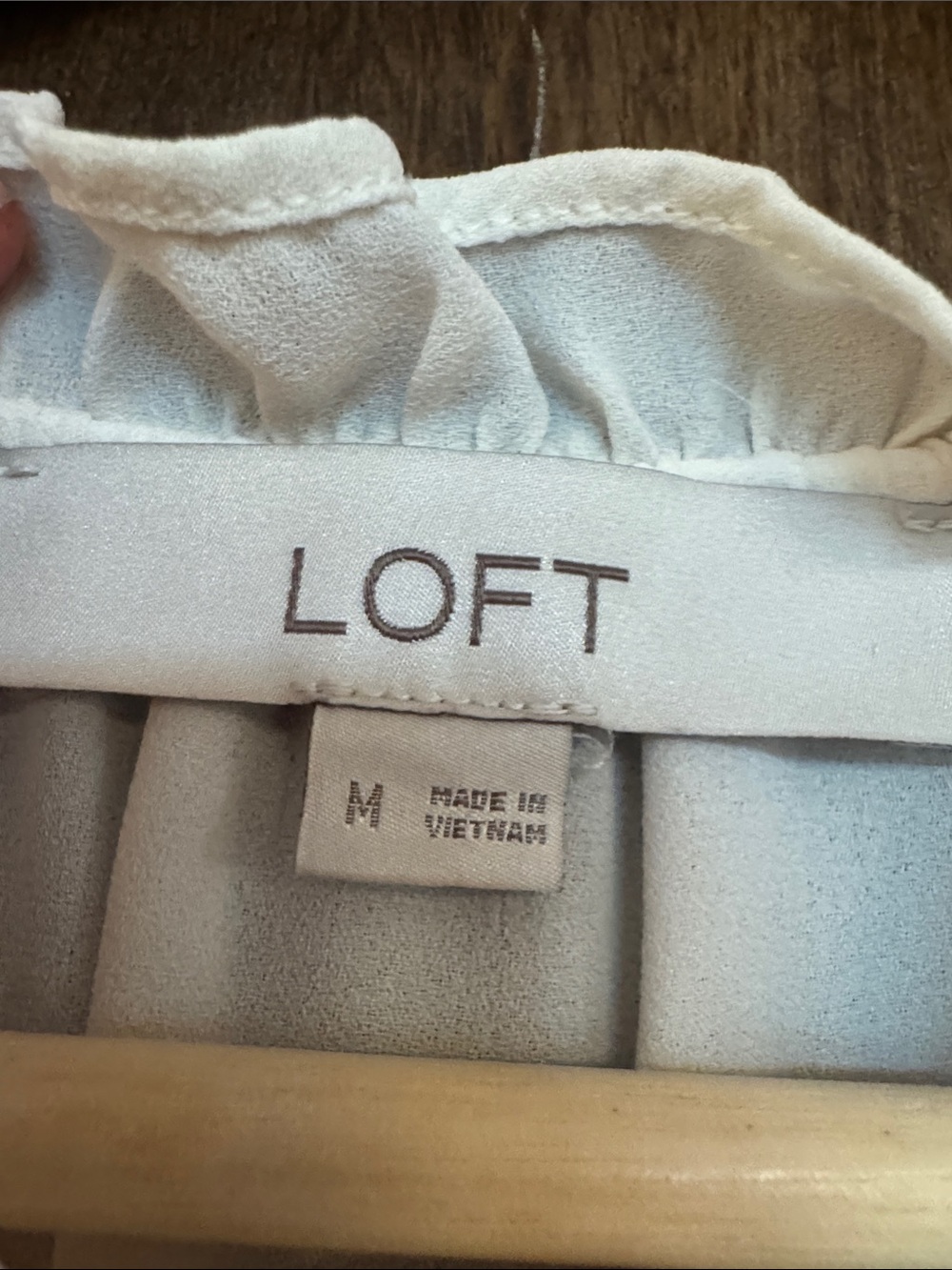 LOFT Cream Ruffle Sleeve Keyhole Blouse - Picture 2 of 7